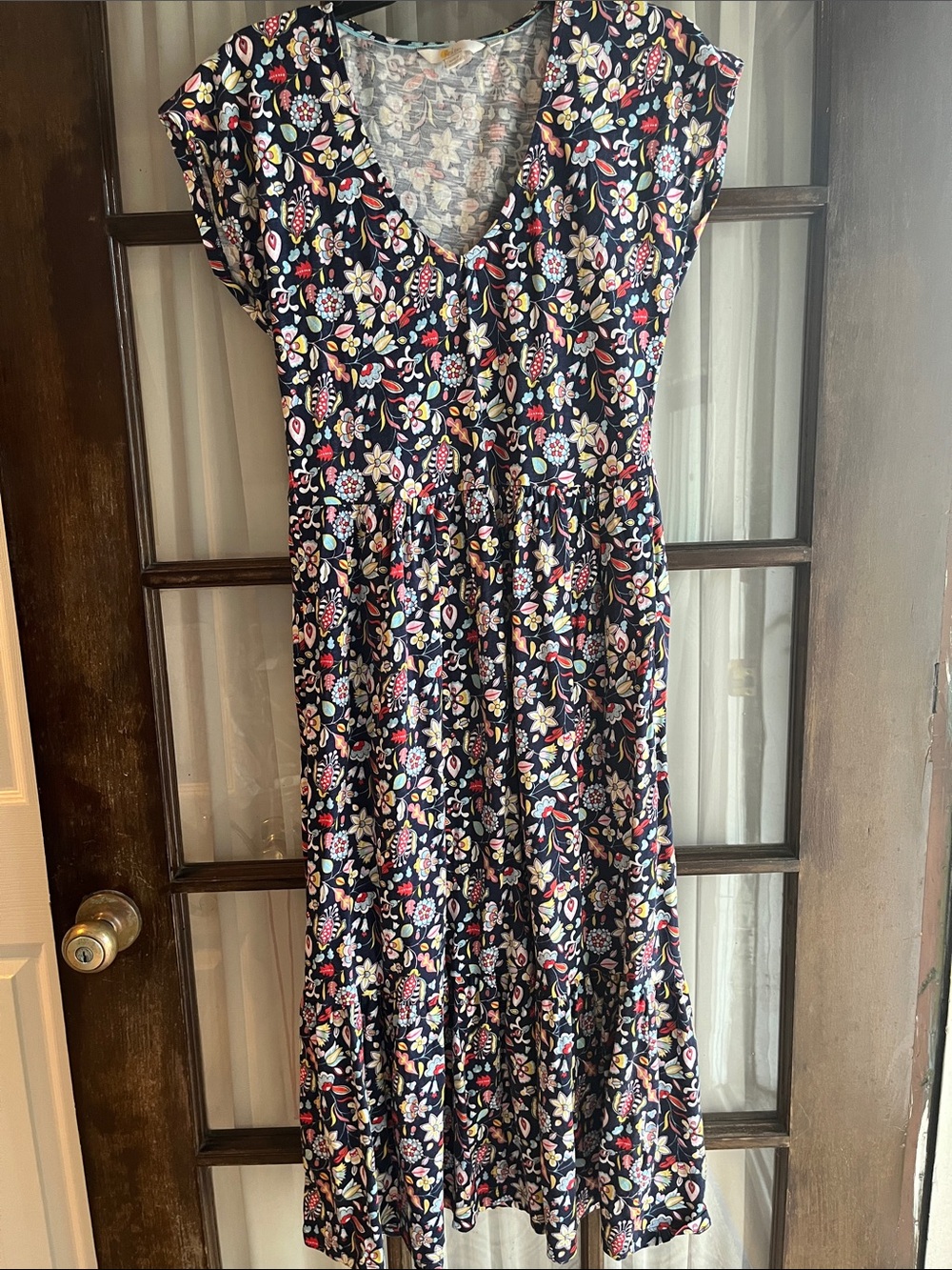 Boden Navy Floral Scoop Neck Dress 6
